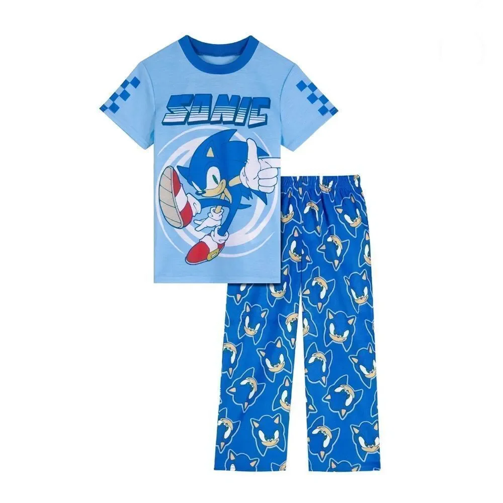 Boys Bowser & Sonic Short Sleeve Top & Sleep Pants Pajama 2, 2-Piece Sets Size S